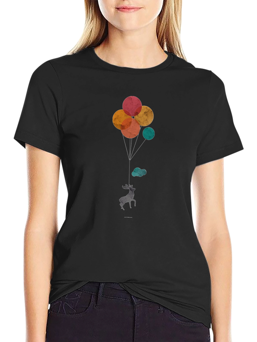Deer Balloons Graphic T-Shirt