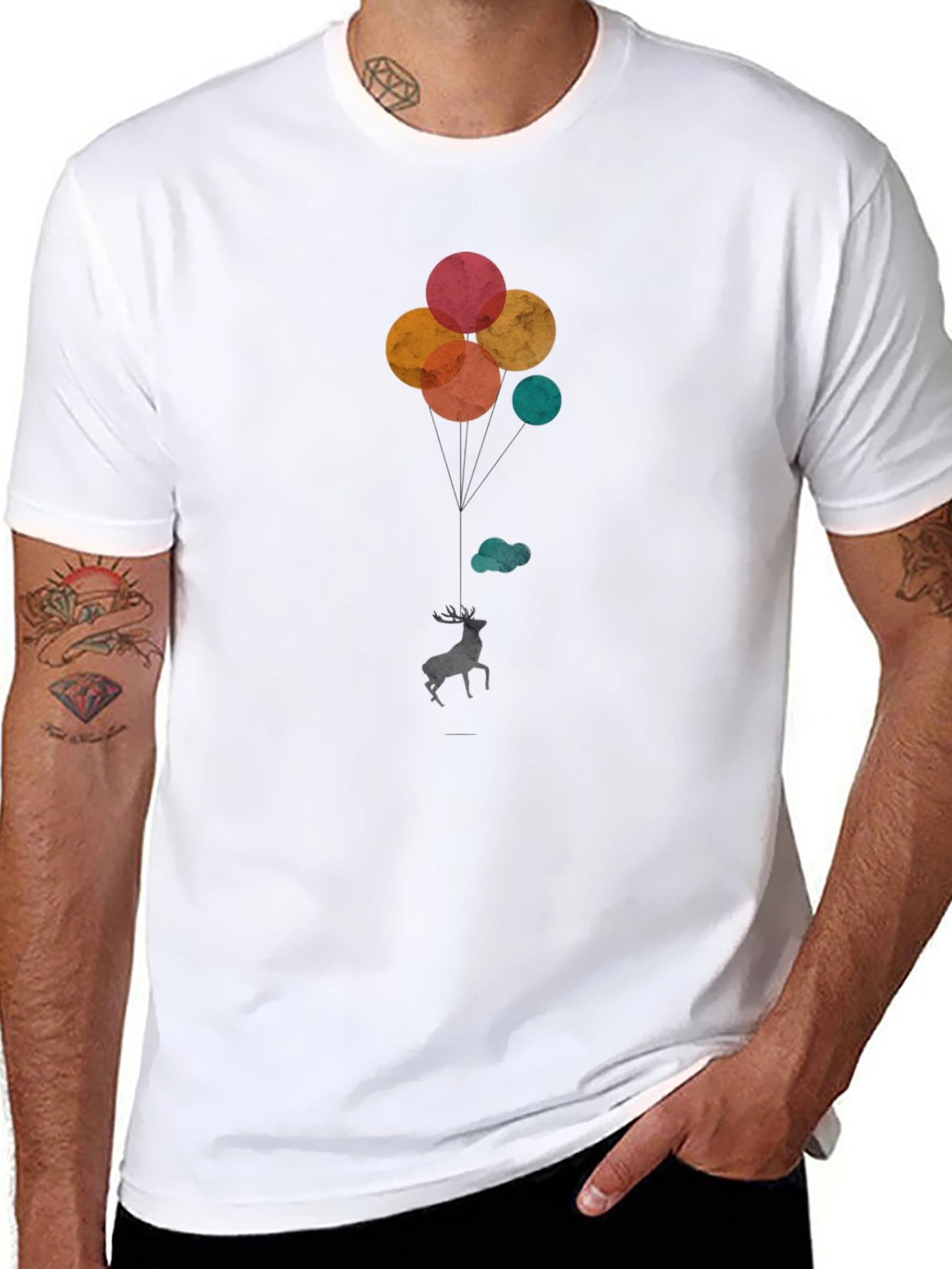 Deer Balloons Graphic T-Shirt