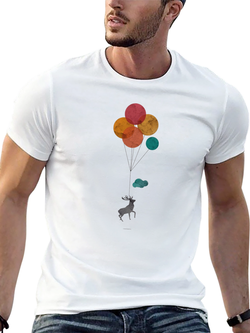 Deer Balloons Graphic T-Shirt