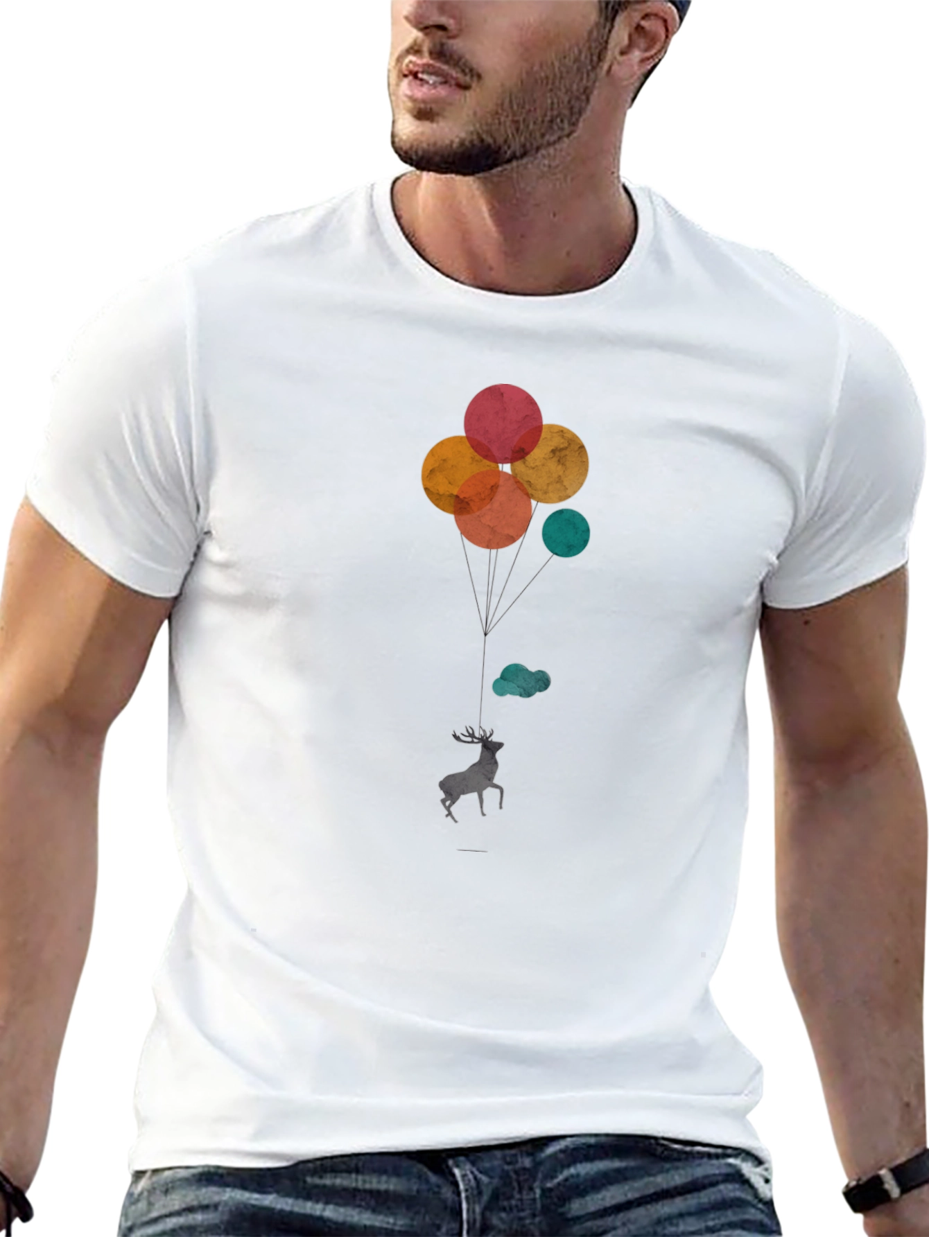 Deer Balloons Graphic T-Shirt
