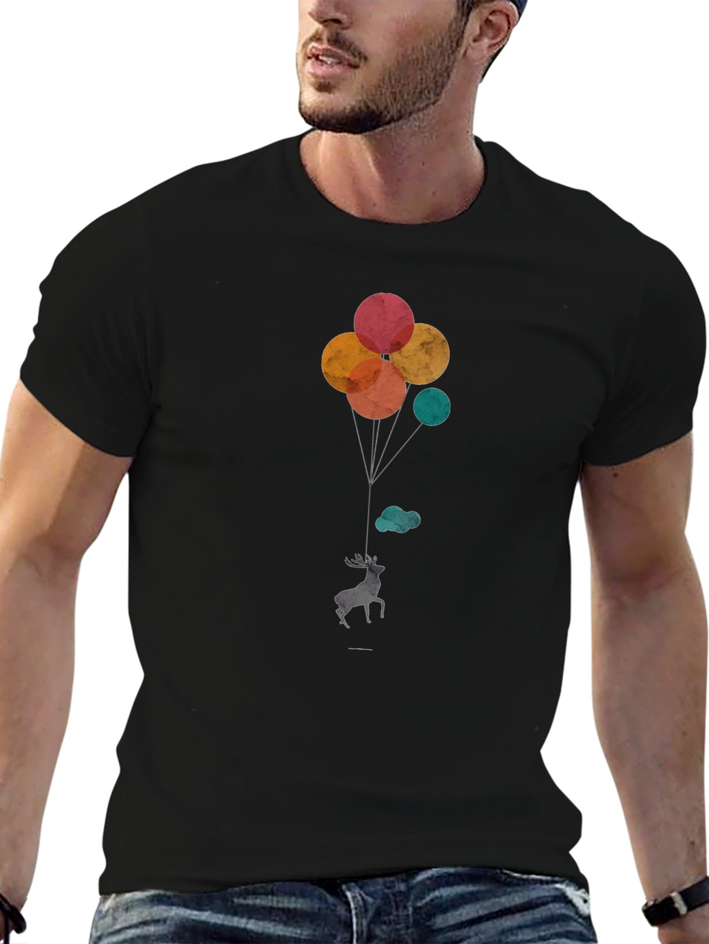 Deer Balloons Graphic T-Shirt