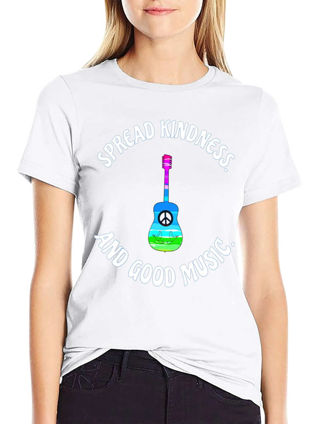 Spread Kindness Music Tee - Black Cotton T-Shirt