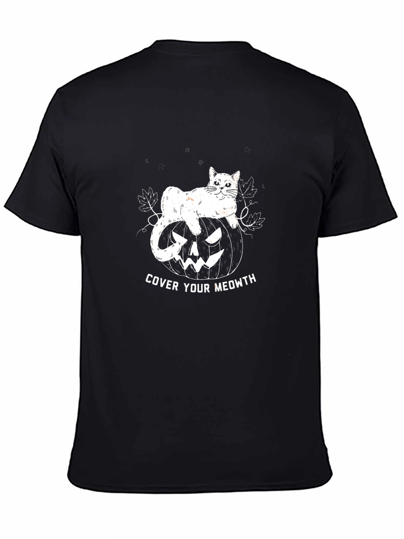 Cover Your Meowth Halloween Cat Pumpkin Black T-shirt