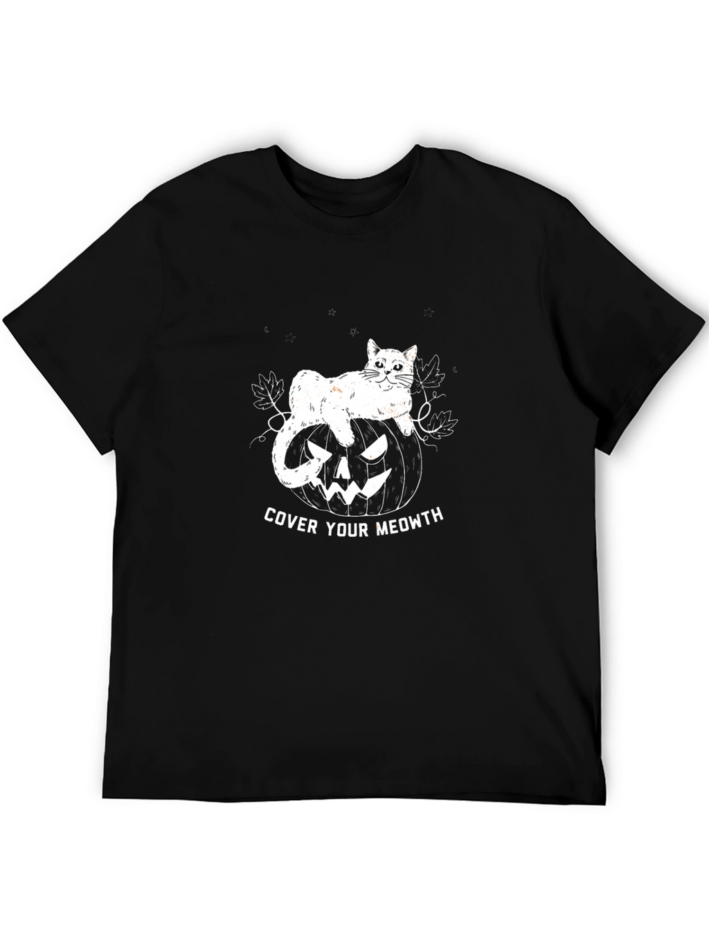 Cover Your Meowth Halloween Cat Pumpkin Black T-shirt