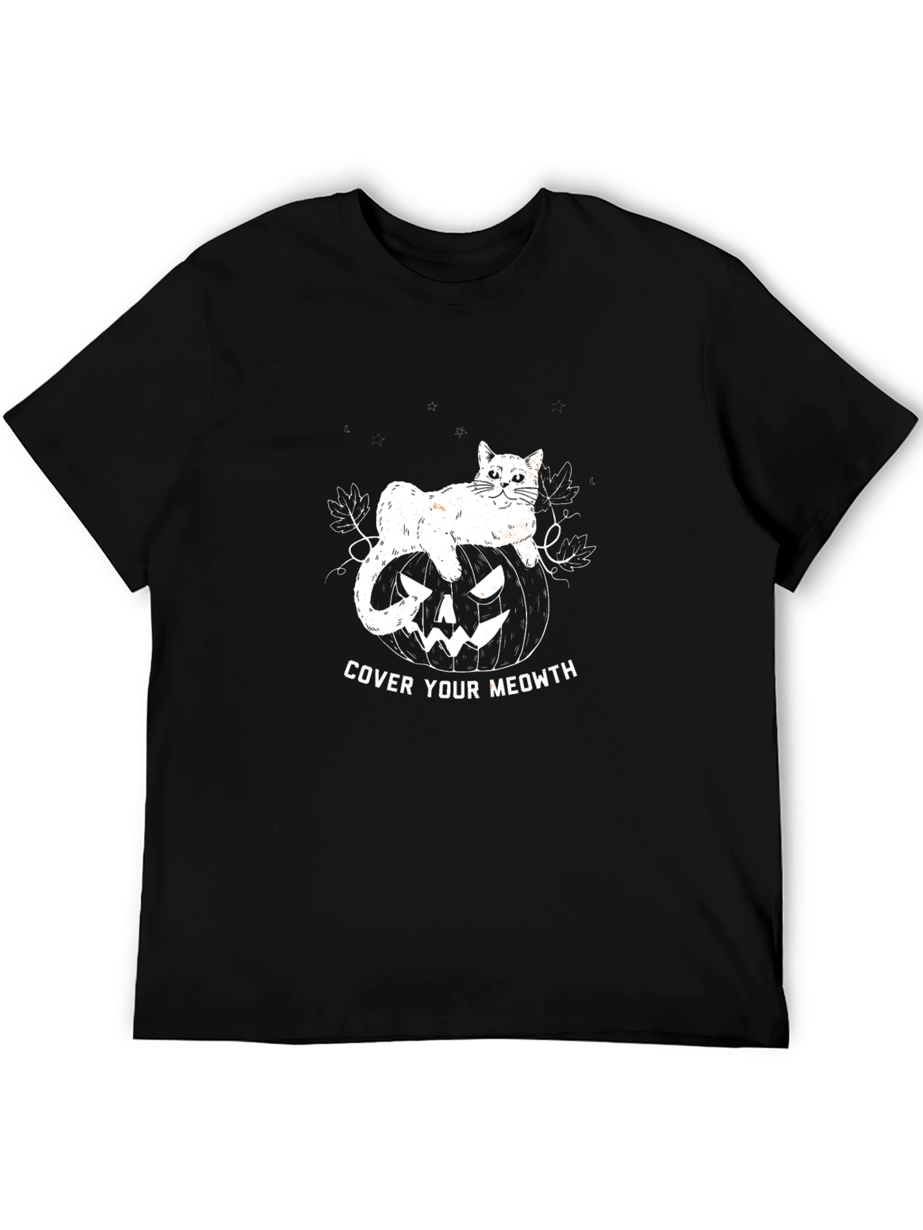 Cover Your Meowth Halloween Cat Pumpkin Black T-shirt