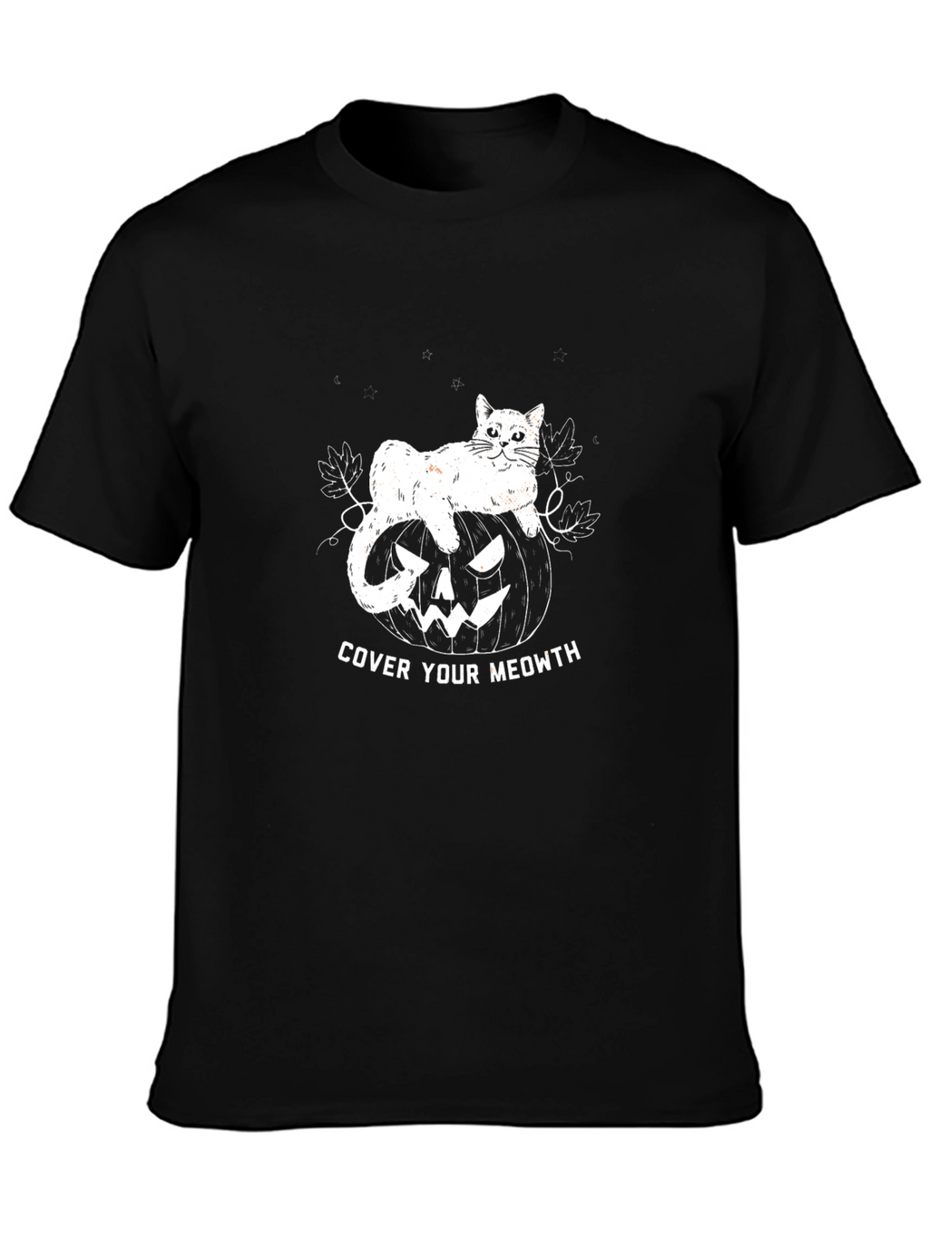 Cover Your Meowth Halloween Cat Pumpkin Black T-shirt