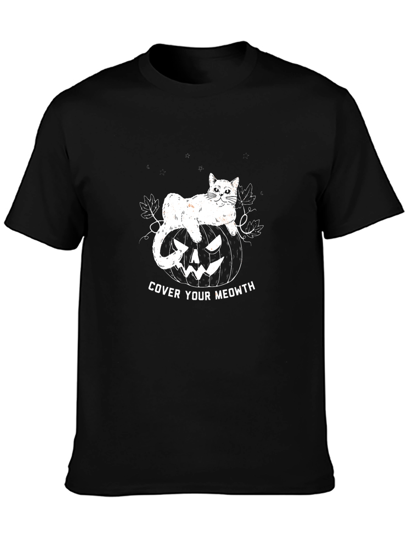 Cover Your Meowth Halloween Cat Pumpkin Black T-shirt