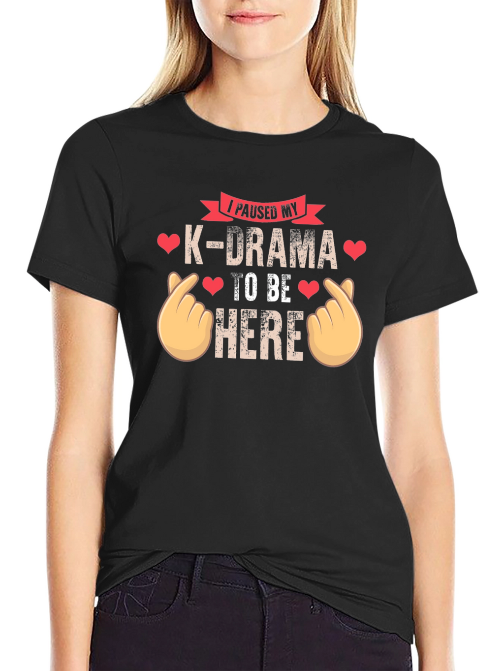 K-Drama Paused Here Black Graphic Tee