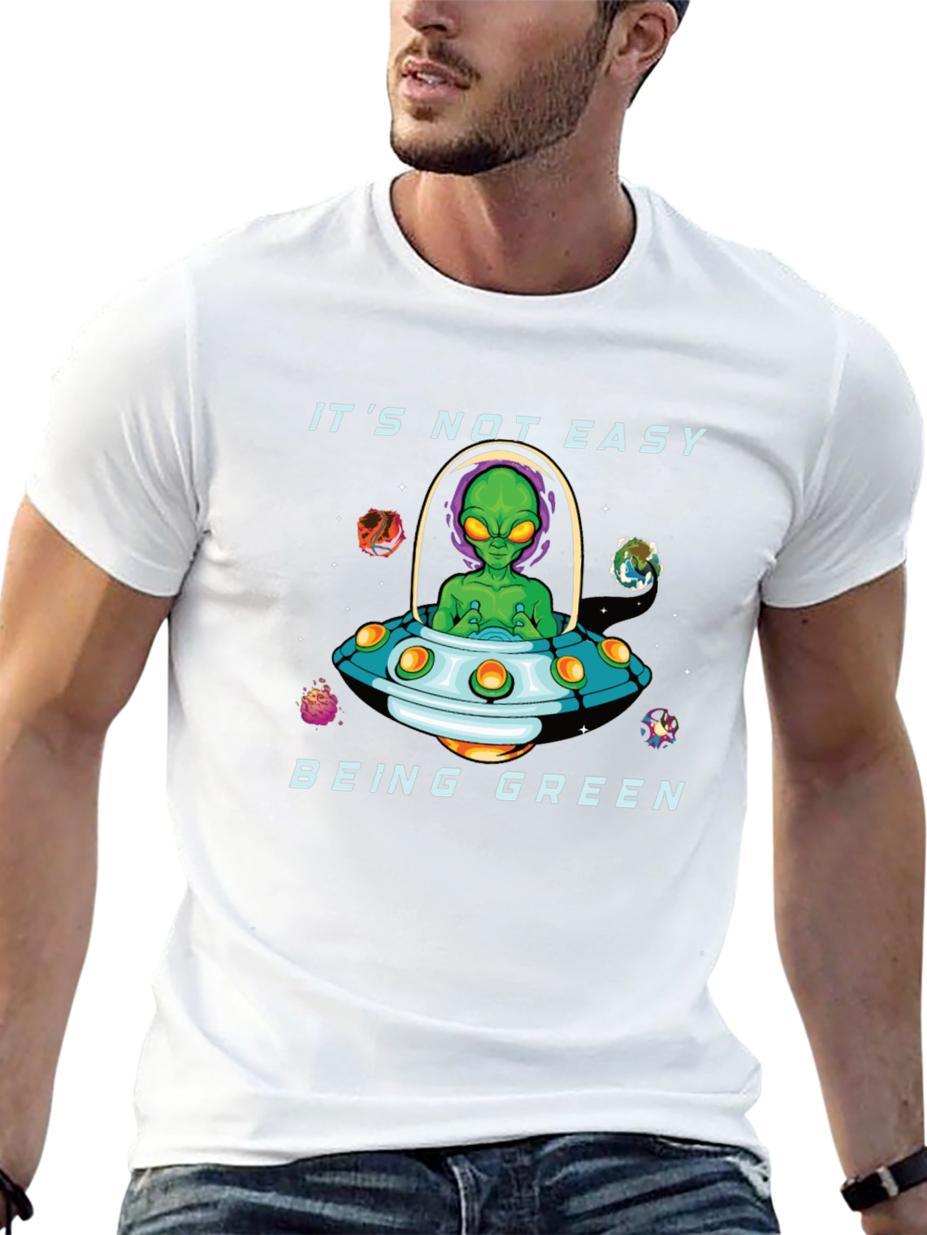 Its Not Easy Being Green Alien Graphic T-Shirt