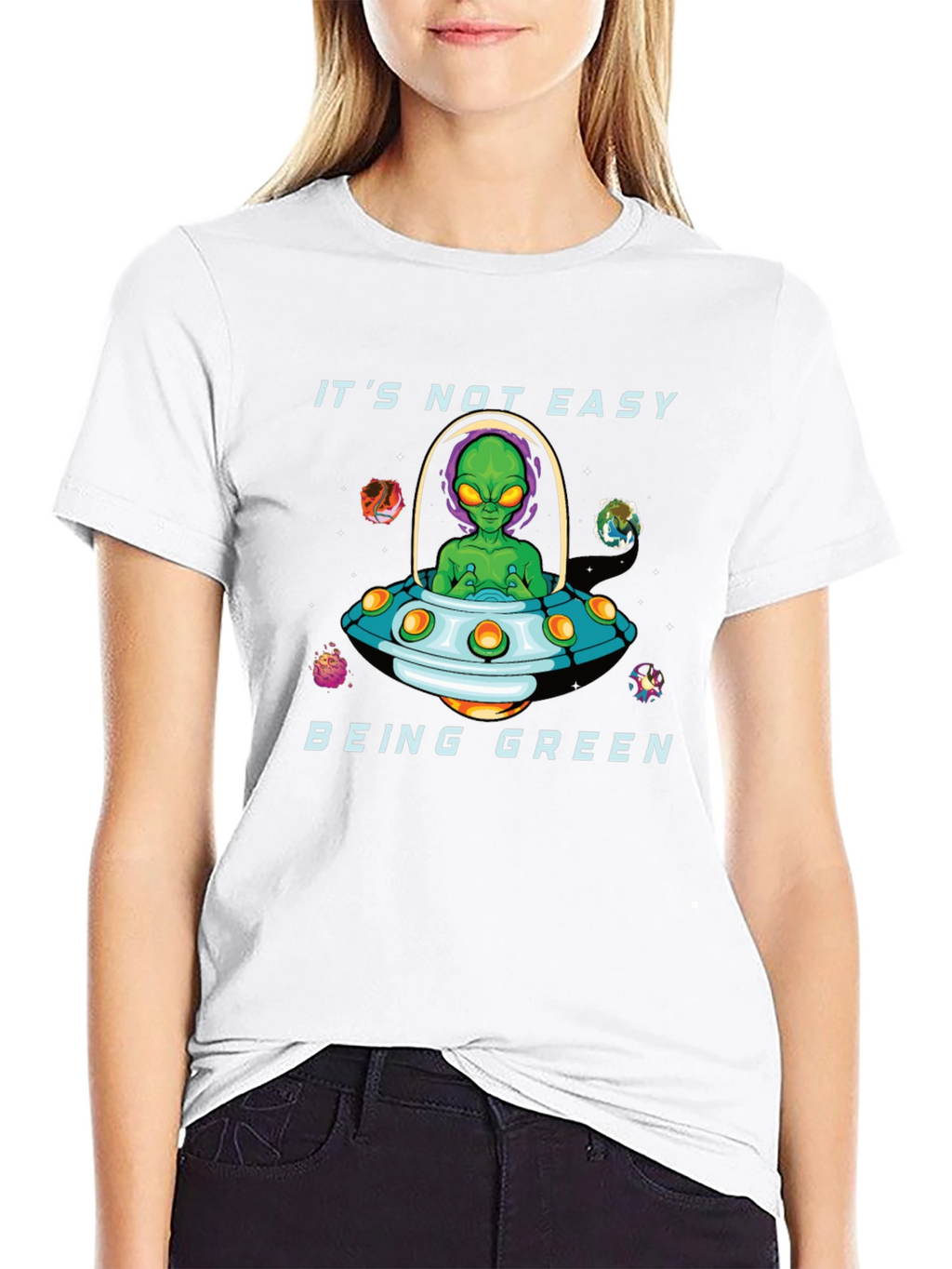 Its Not Easy Being Green Alien Graphic T-Shirt