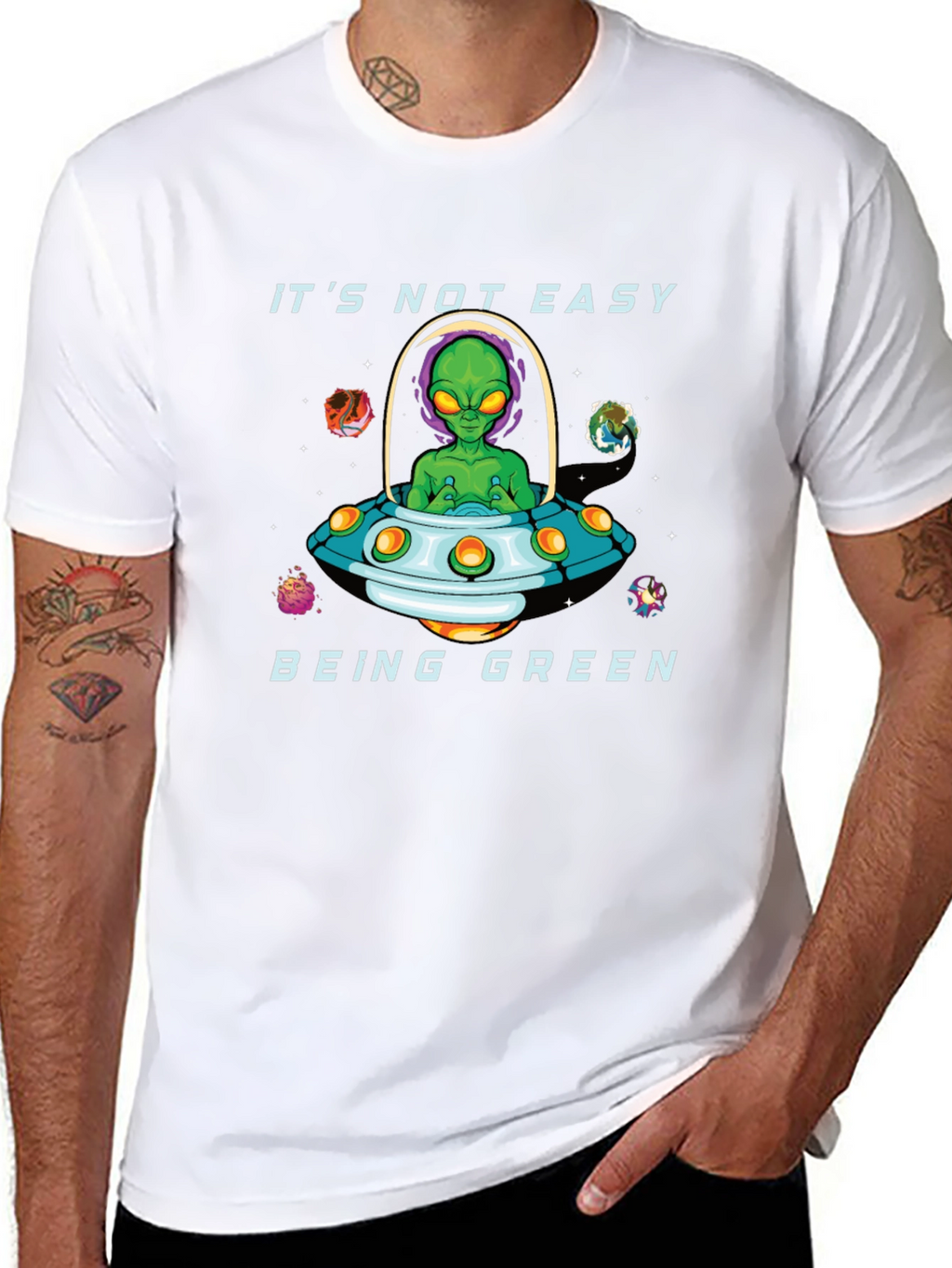 Its Not Easy Being Green Alien Graphic T-Shirt