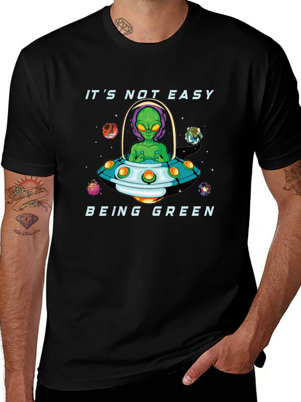 Its Not Easy Being Green Alien Graphic T-Shirt