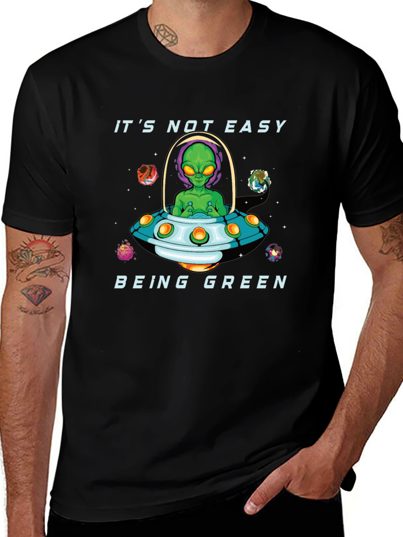 Its Not Easy Being Green Alien Graphic T-Shirt