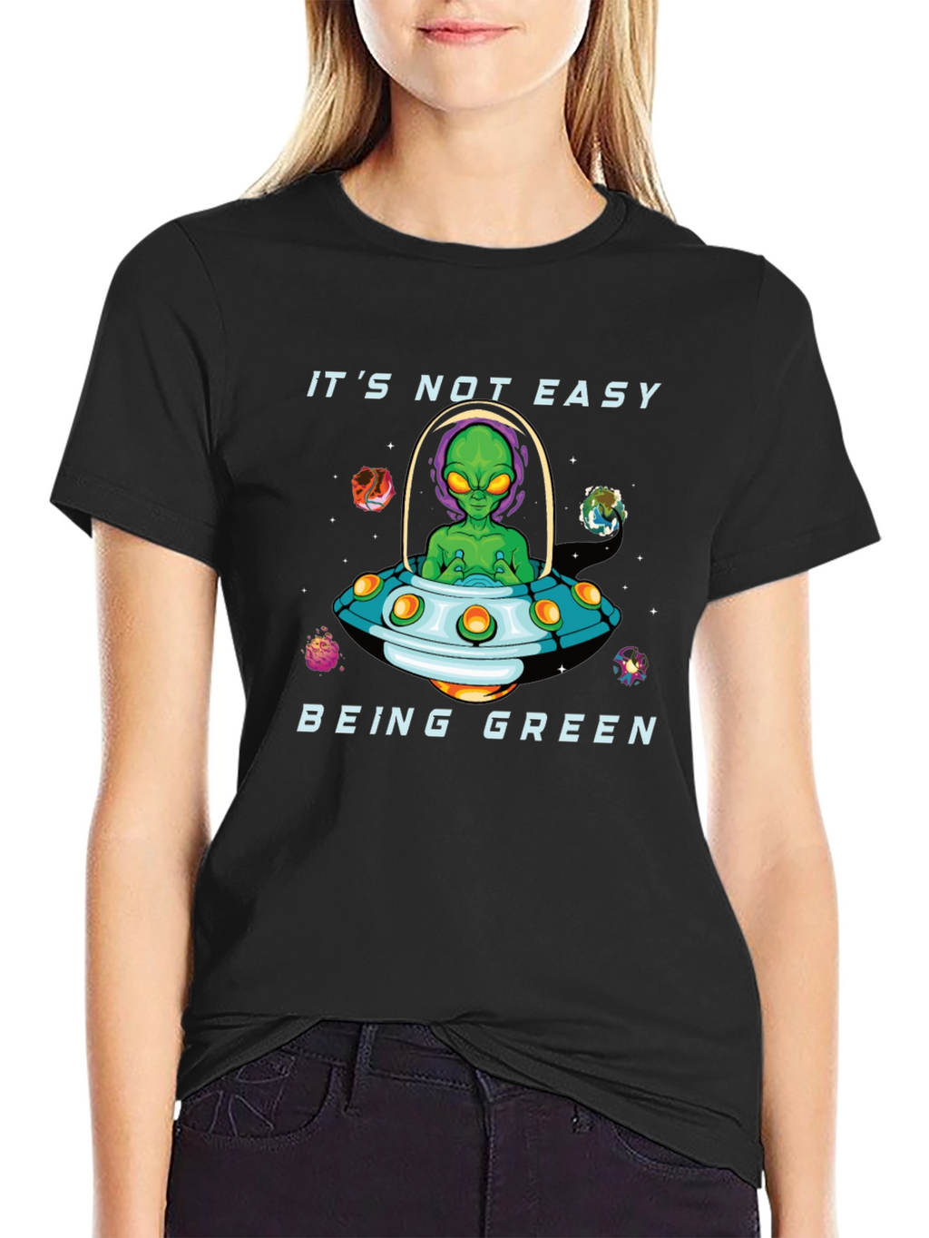 Its Not Easy Being Green Alien Graphic T-Shirt