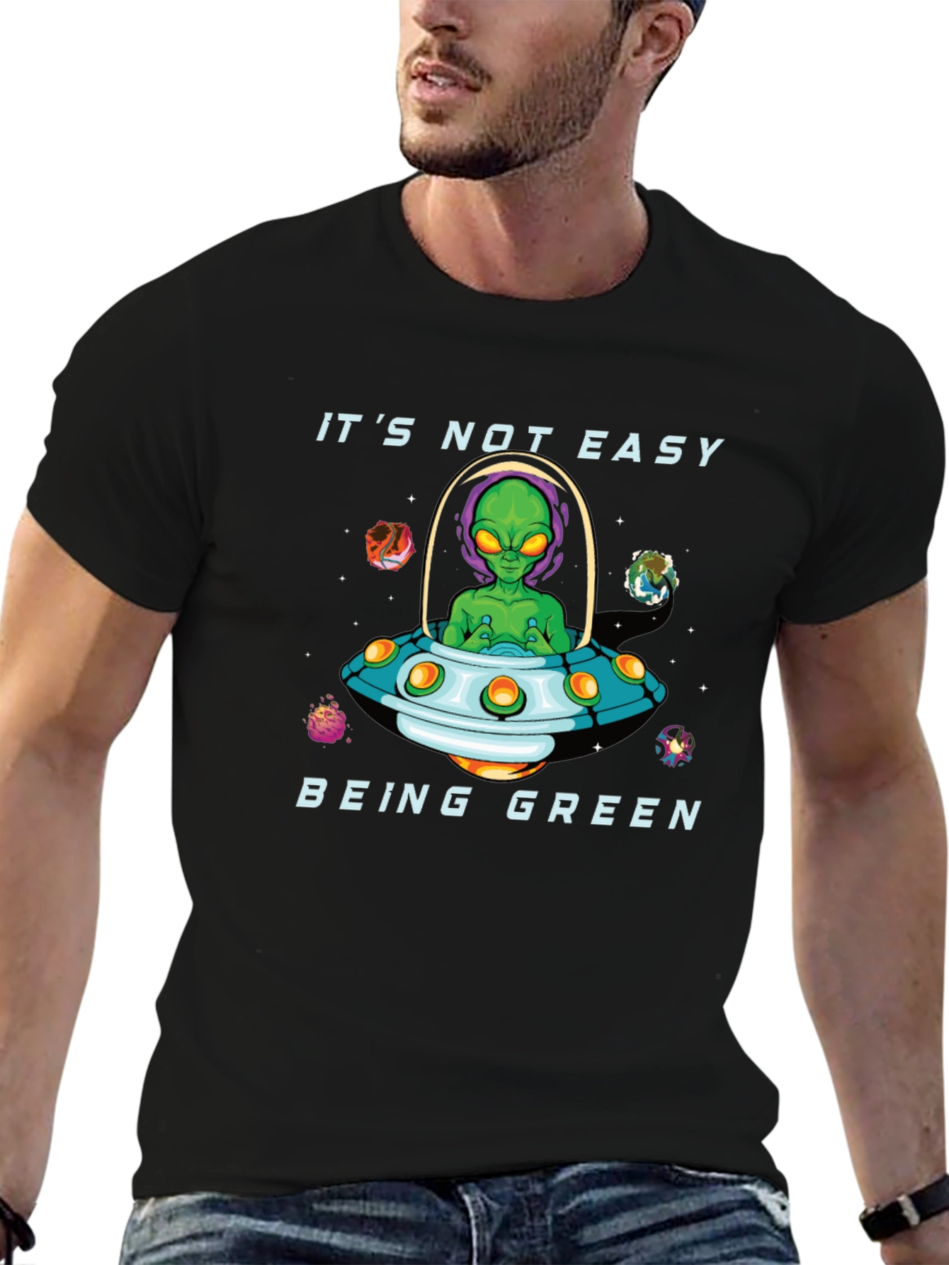 Its Not Easy Being Green Alien Graphic T-Shirt