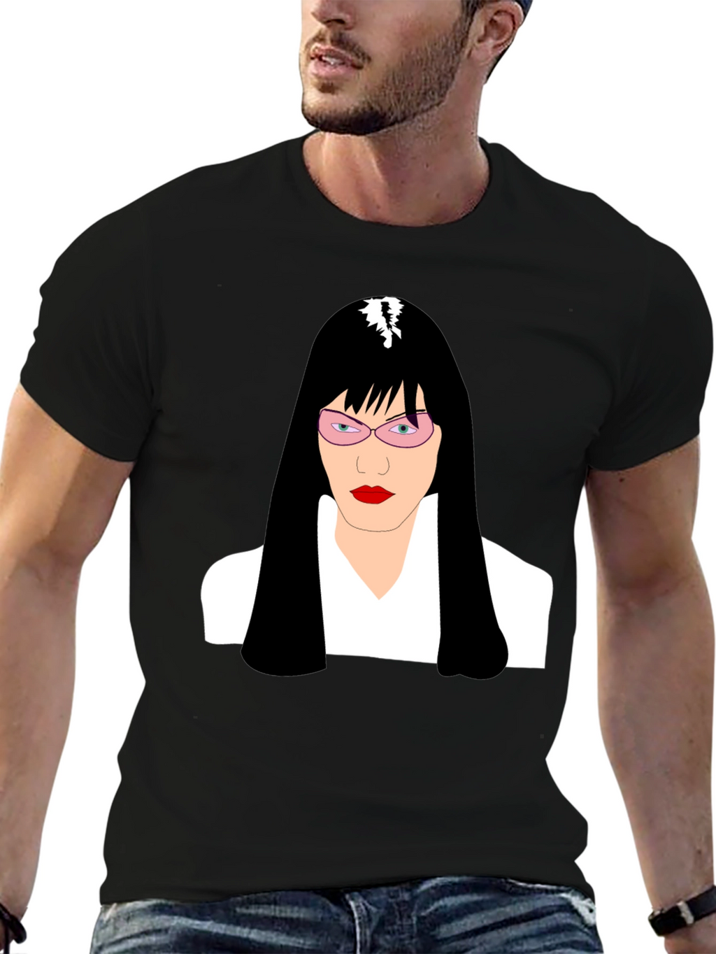 Stylish Graphic T-Shirt - Woman with Pink Glasses Design