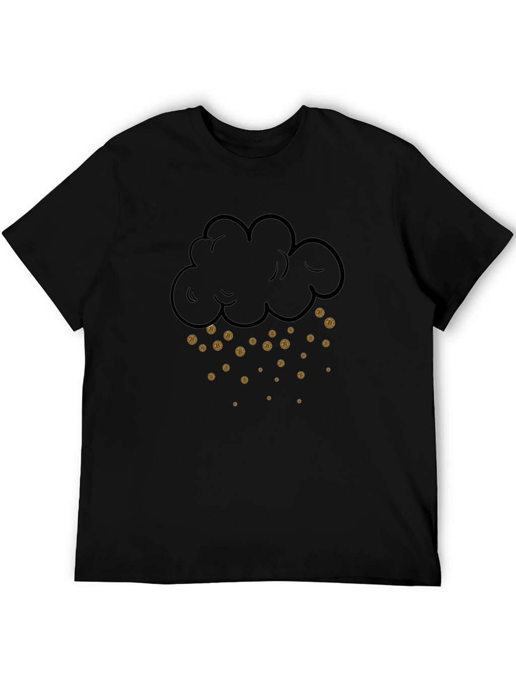 Bitcoin Rain Cloud Graphic Tee - Black Cotton Shirt