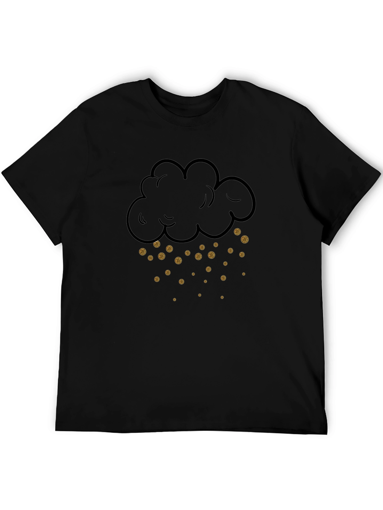 Bitcoin Rain Cloud Graphic Tee - Black Cotton Shirt