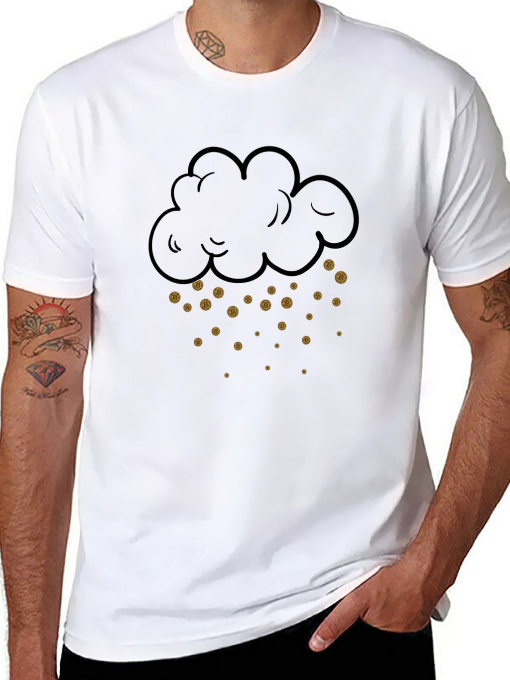 Bitcoin Rain Cloud Graphic Tee - Black Cotton Shirt