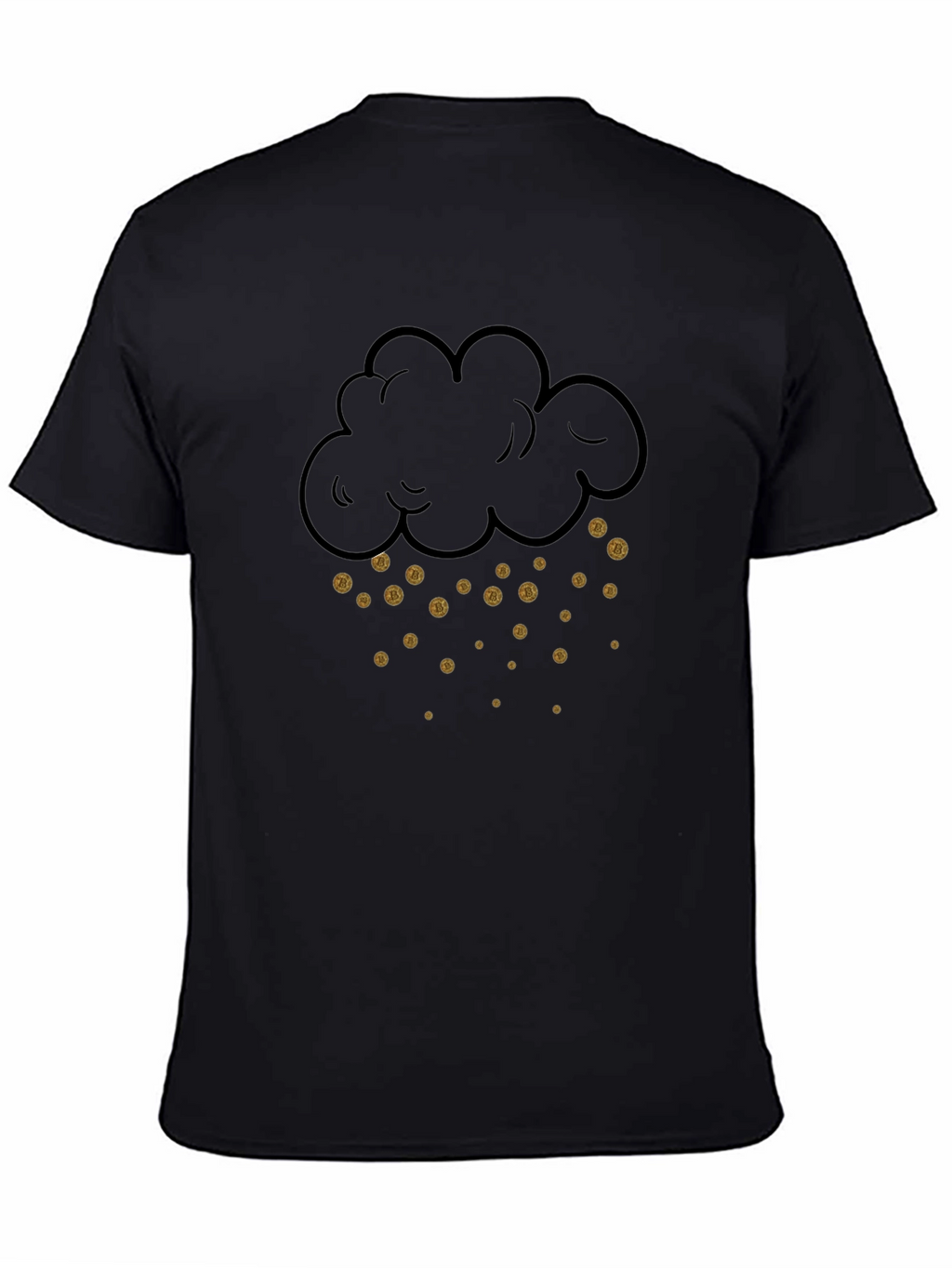Bitcoin Rain Cloud Graphic Tee - Black Cotton Shirt