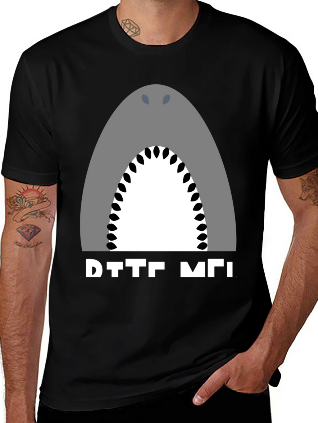 Shark Graphic Tee - Black Cotton T-Shirt