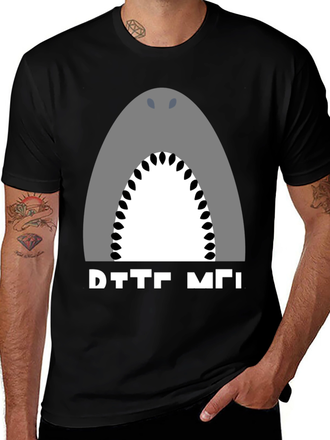 Shark Graphic Tee - Black Cotton T-Shirt