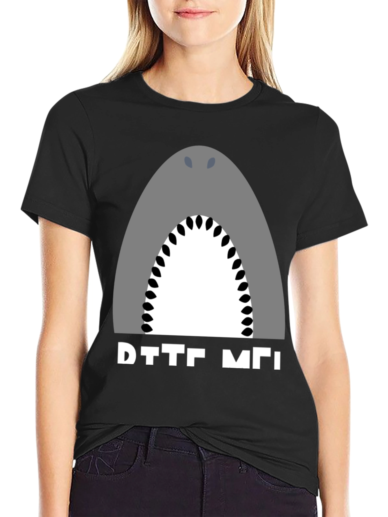 Shark Graphic Tee - Black Cotton T-Shirt