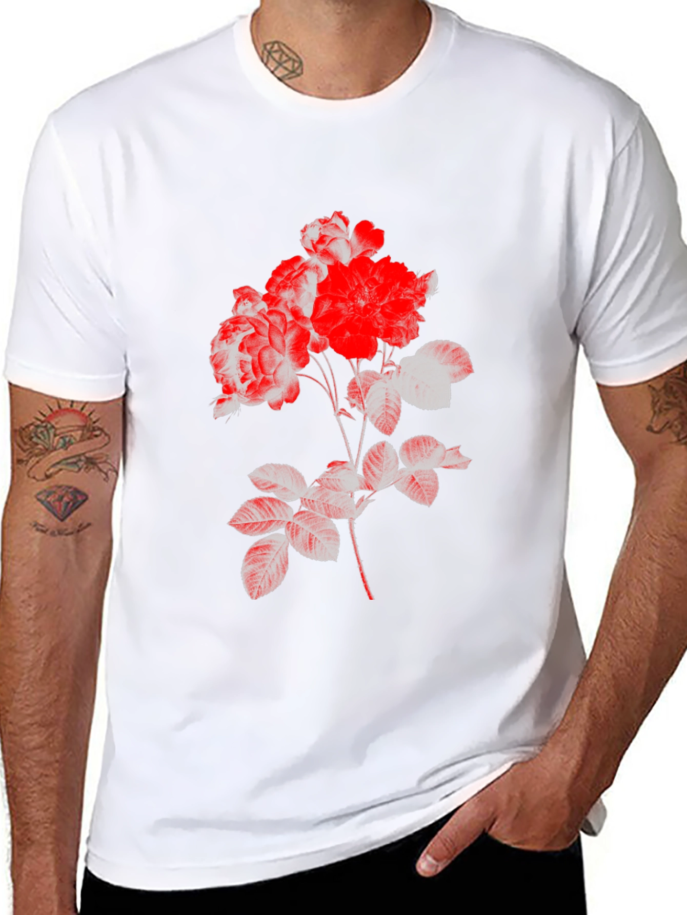 Black Floral Print Tee