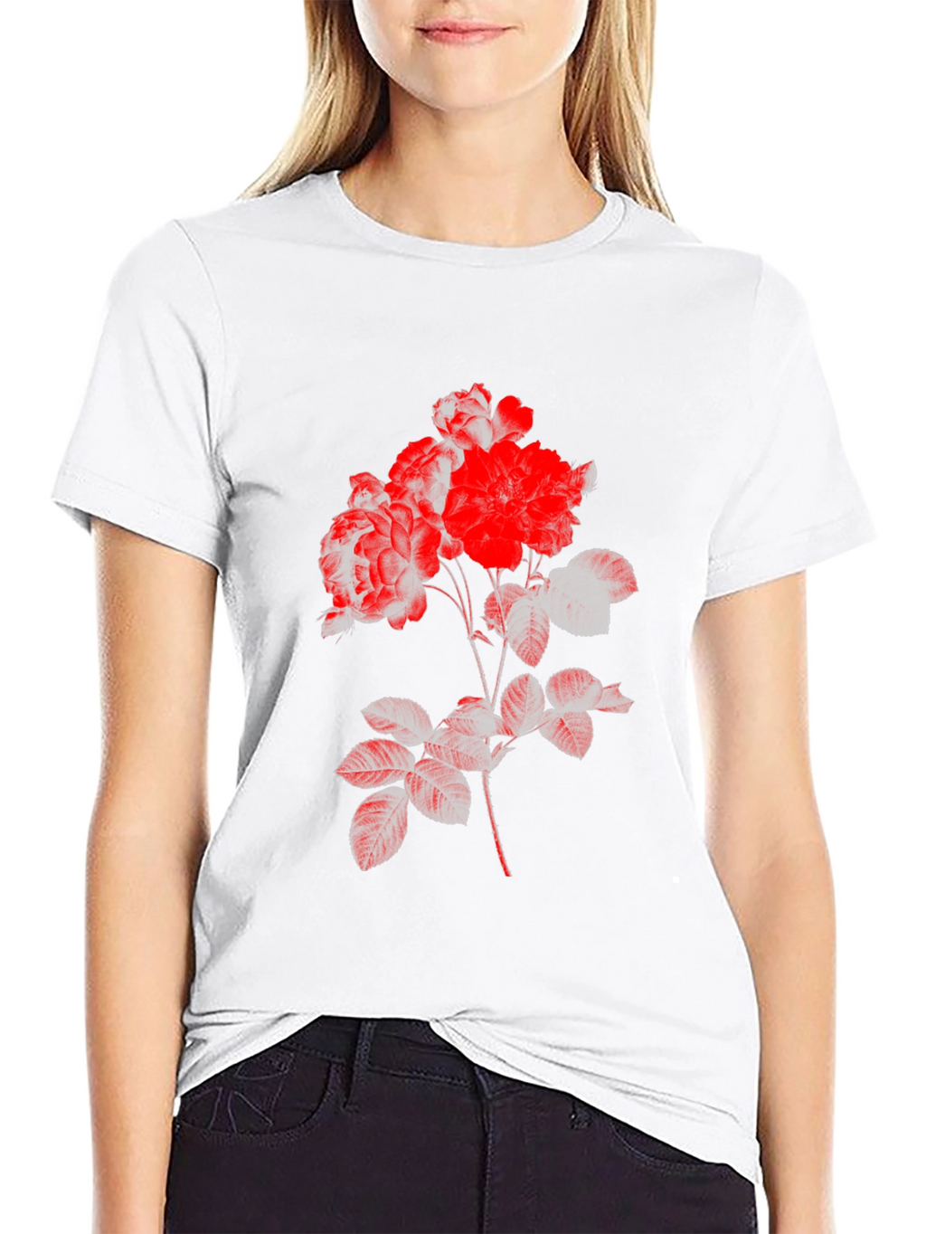 Black Floral Print Tee