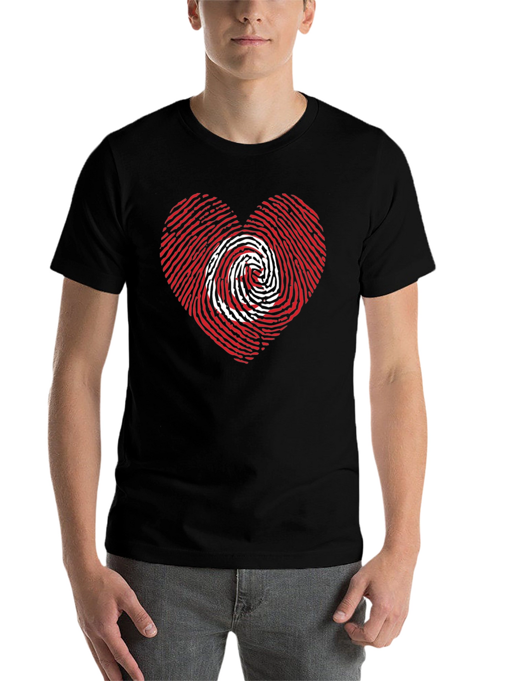 Heart Fingerprint Graphic Tee - Black