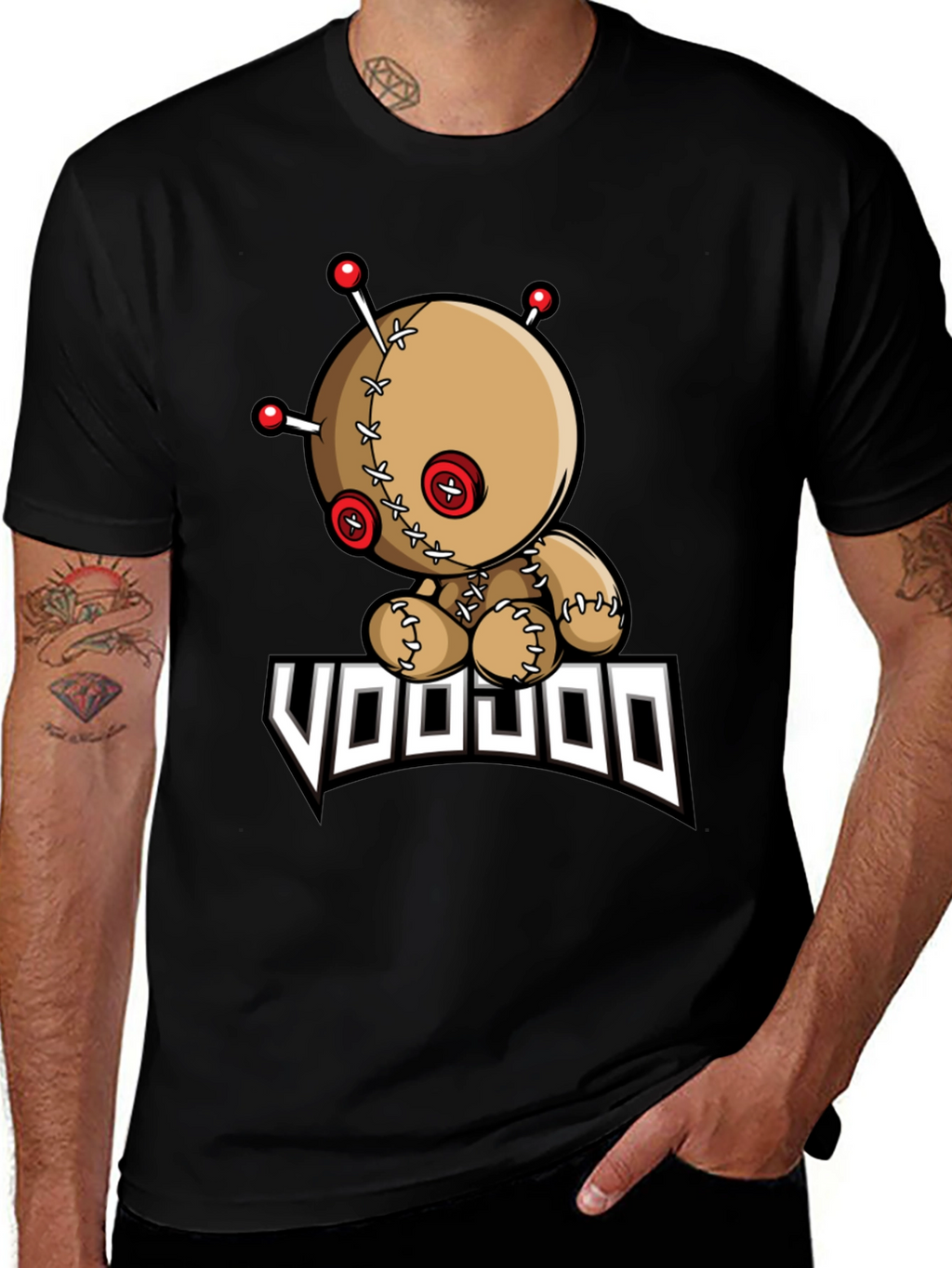 Voodoo Doll Graphic T-Shirt - Black Cotton Tee