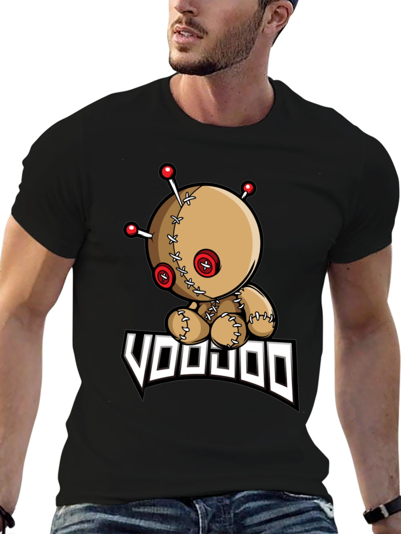 Voodoo Doll Graphic T-Shirt - Black Cotton Tee