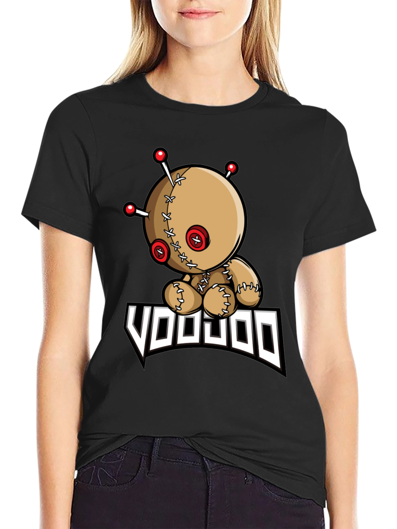 Voodoo Doll Graphic T-Shirt - Black Cotton Tee