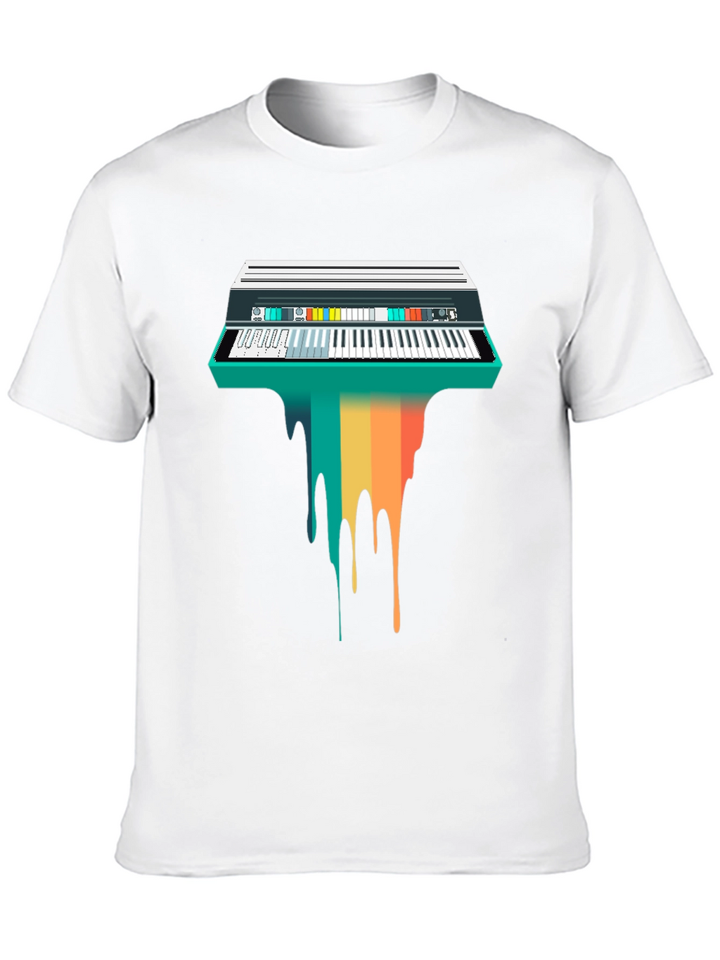 Retro Synthwave Keyboard Drip Graphic Tee