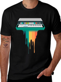 Retro Synthwave Keyboard Drip Graphic Tee