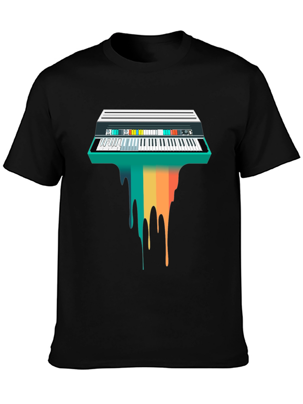 Retro Synthwave Keyboard Drip Graphic Tee