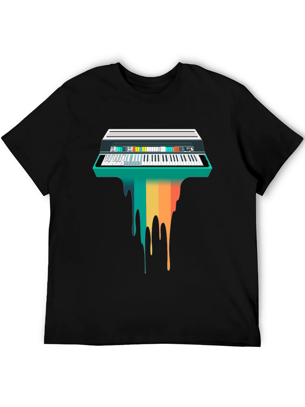 Retro Synthwave Keyboard Drip Graphic Tee