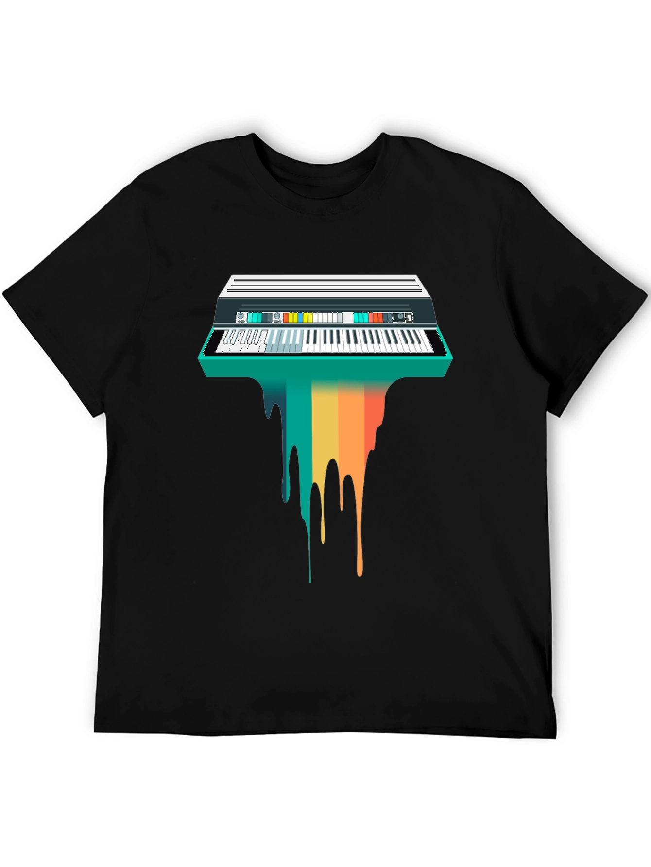 Retro Synthwave Keyboard Drip Graphic Tee