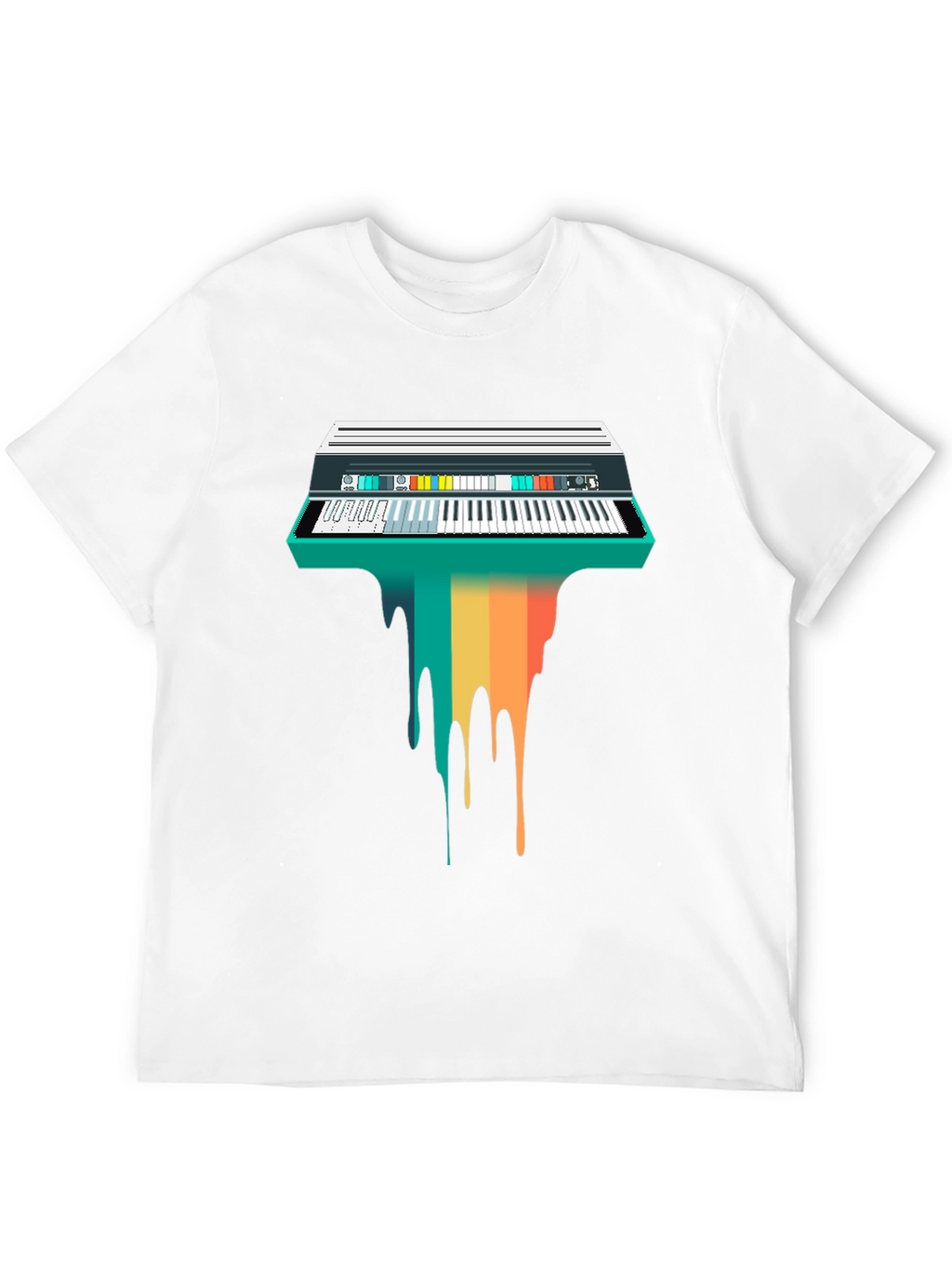 Retro Synthwave Keyboard Drip Graphic Tee