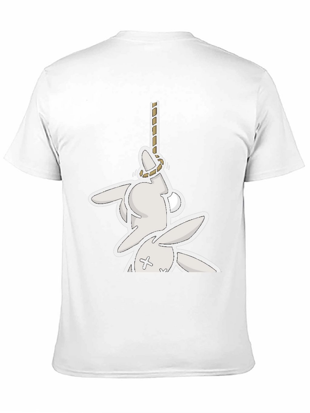 Funny Graphic Tee: Playful Bunny Hanged Design T-Shirt