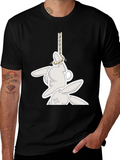 Funny Graphic Tee: Playful Bunny Hanged Design T-Shirt