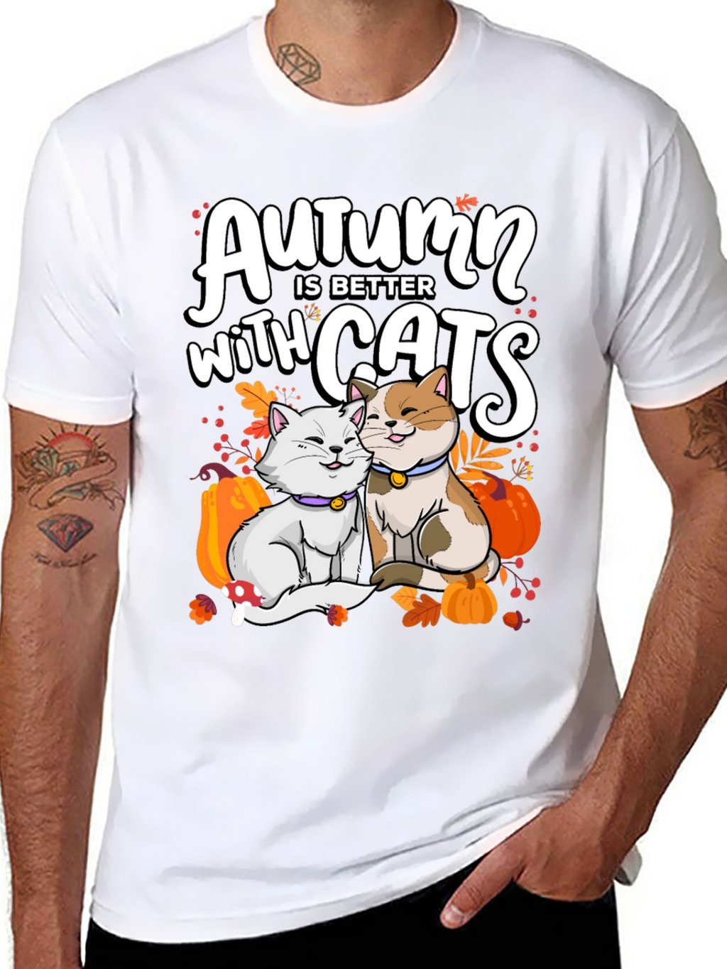 Autumn Cats T-Shirt - Cute Fall Graphic Tee