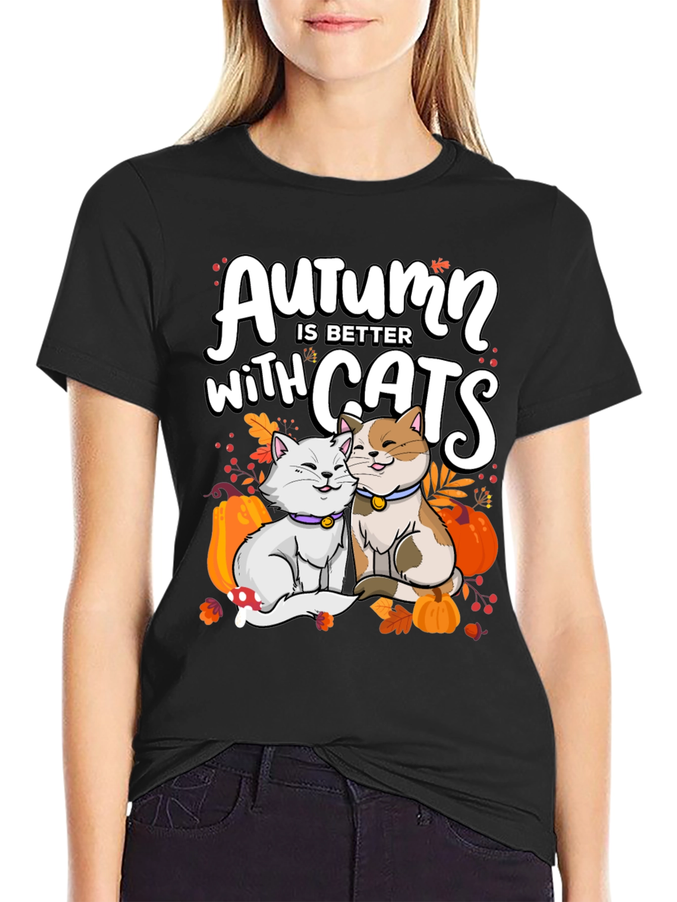 Autumn Cats T-Shirt - Cute Fall Graphic Tee