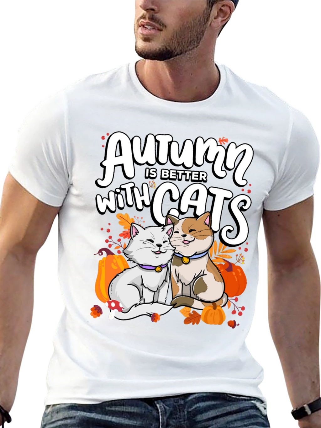 Autumn Cats T-Shirt - Cute Fall Graphic Tee