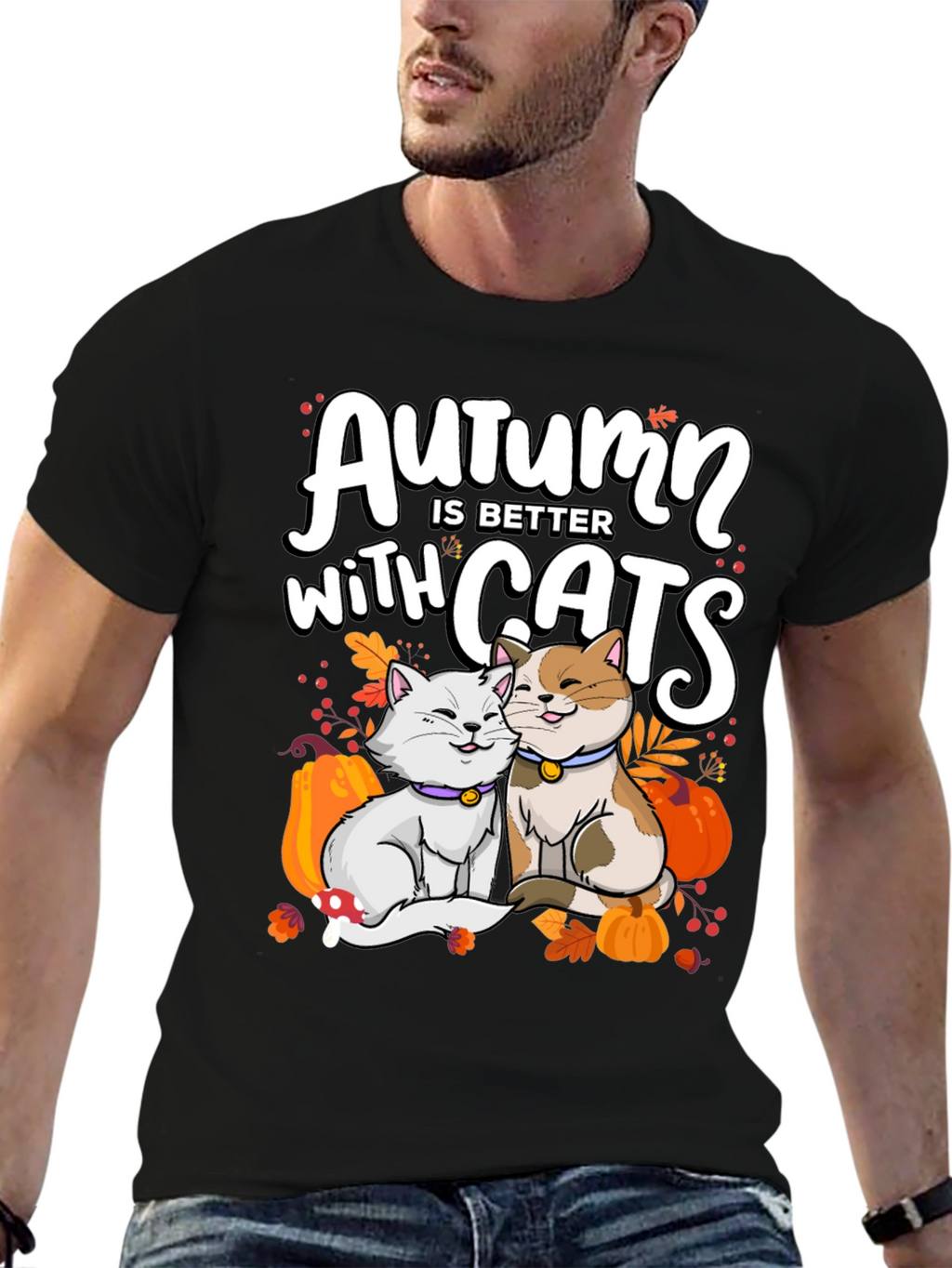 Autumn Cats T-Shirt - Cute Fall Graphic Tee