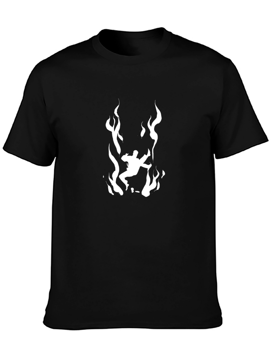 Fiery Silhouette Graphic Tee - Black Cotton T-Shirt