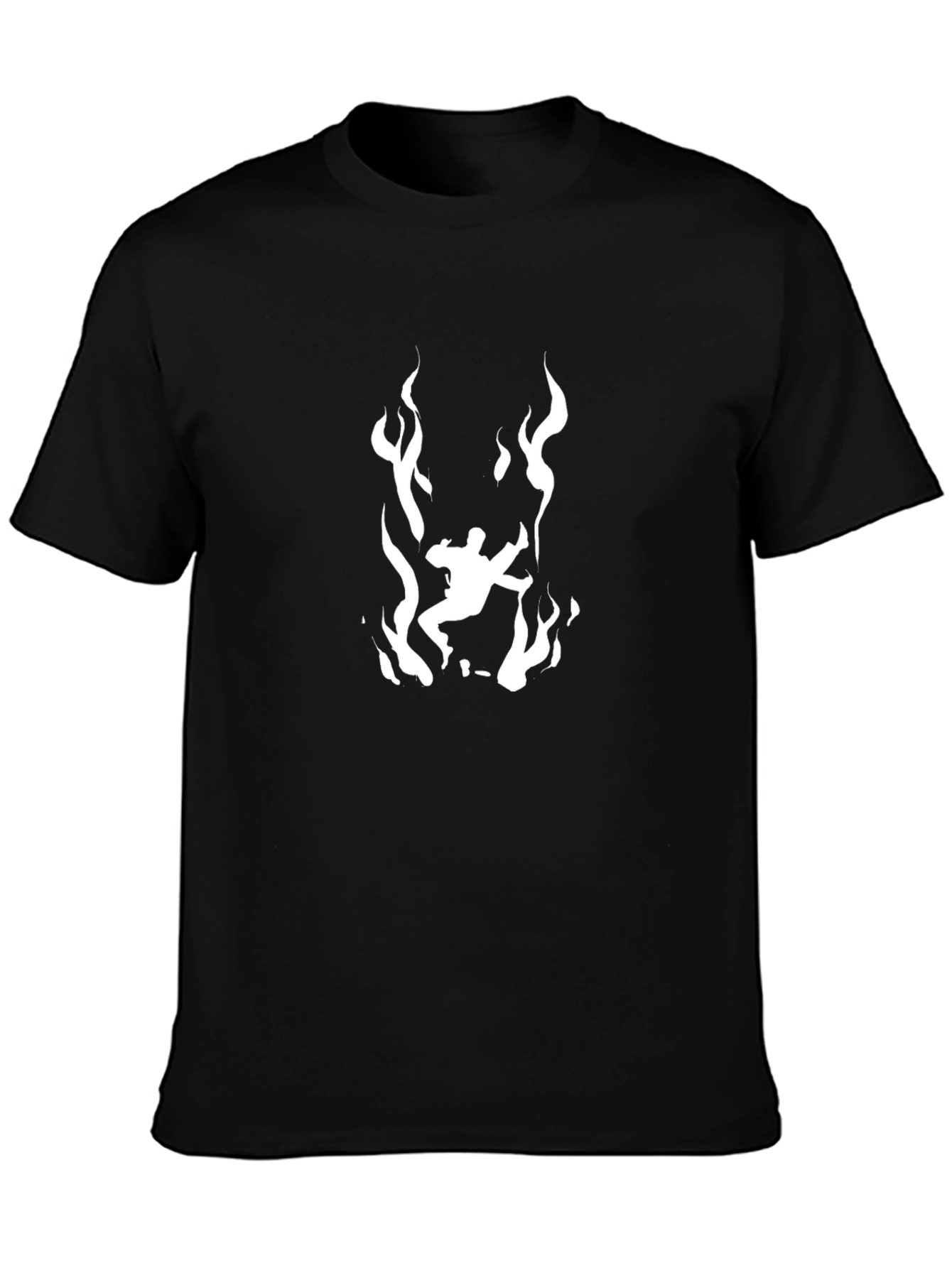 Fiery Silhouette Graphic Tee - Black Cotton T-Shirt