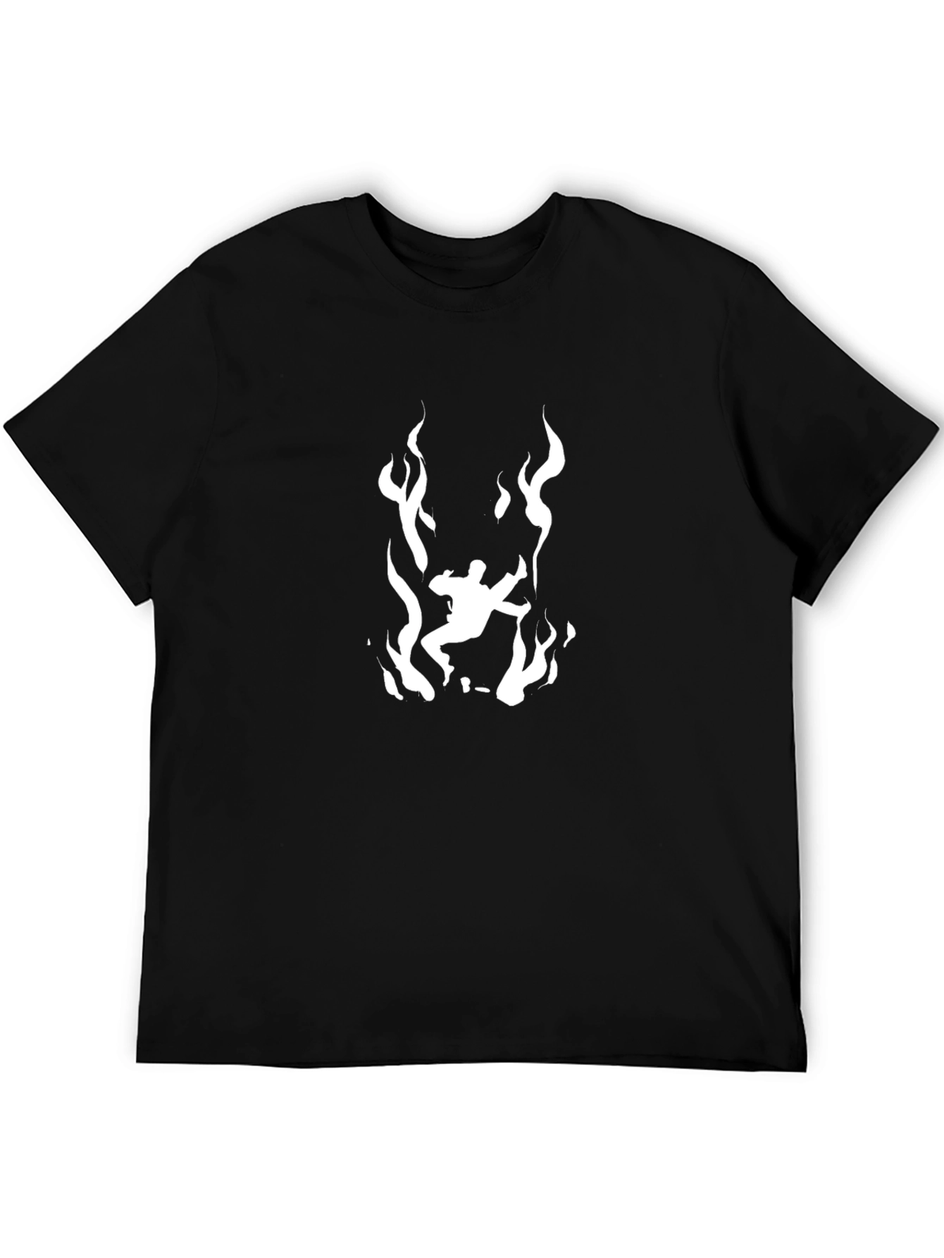 Fiery Silhouette Graphic Tee - Black Cotton T-Shirt