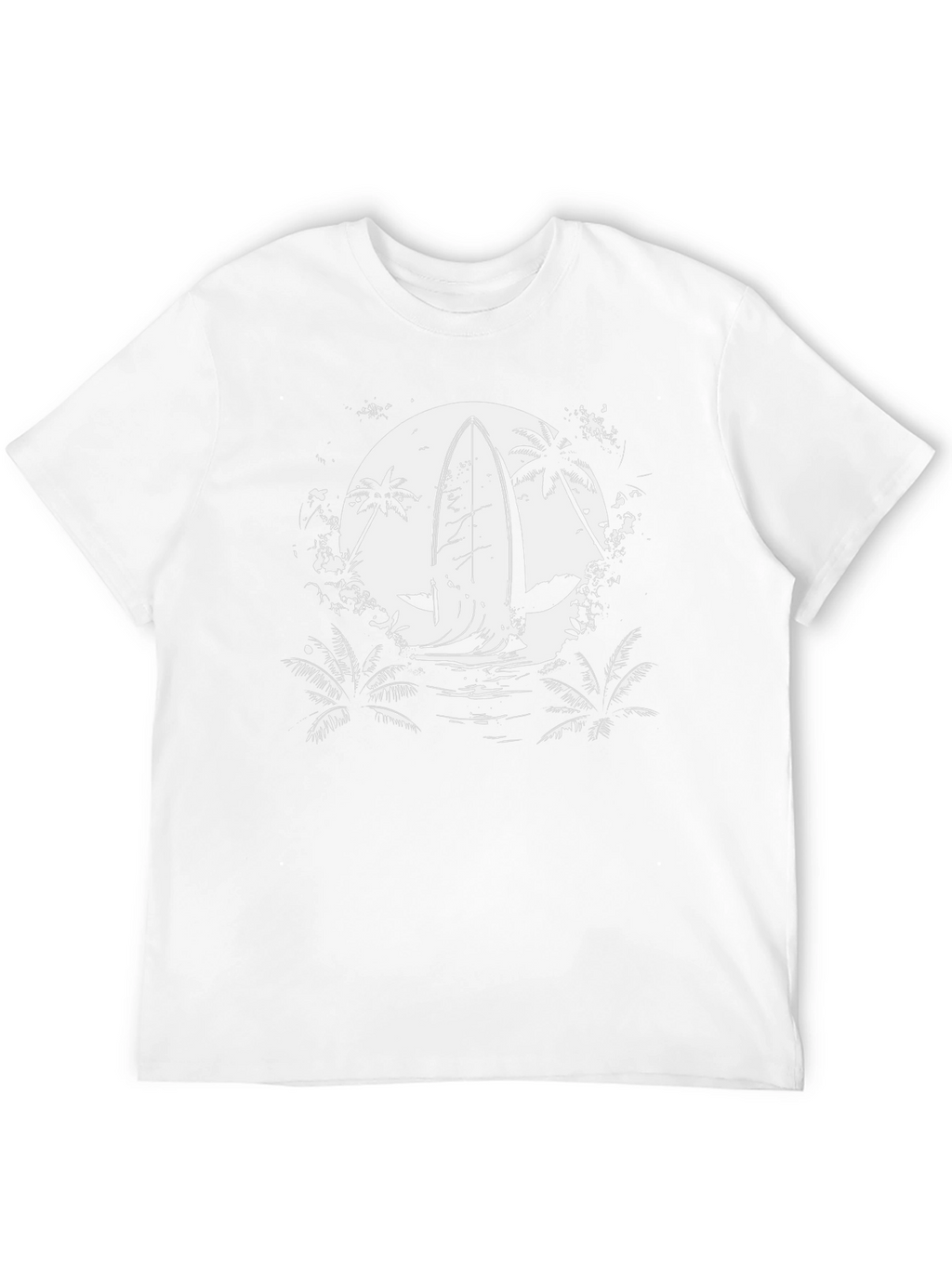 Surfboard Moon Graphic Tee - Black Cotton T-Shirt
