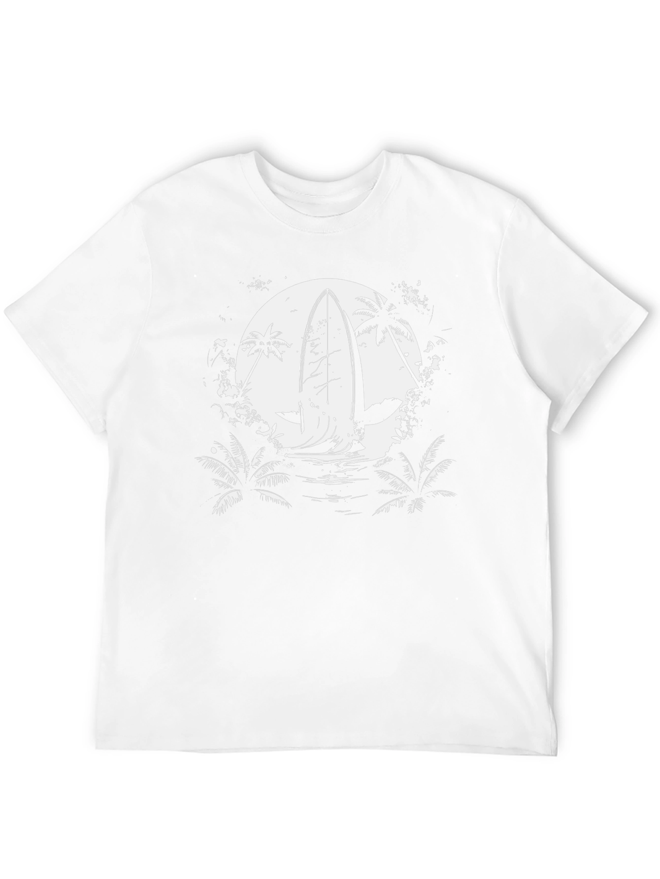Surfboard Moon Graphic Tee - Black Cotton T-Shirt